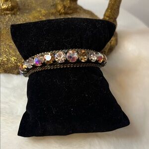 Sorrelli Cuff Bracelet in bronze with clear, iridescent, and amber crystals